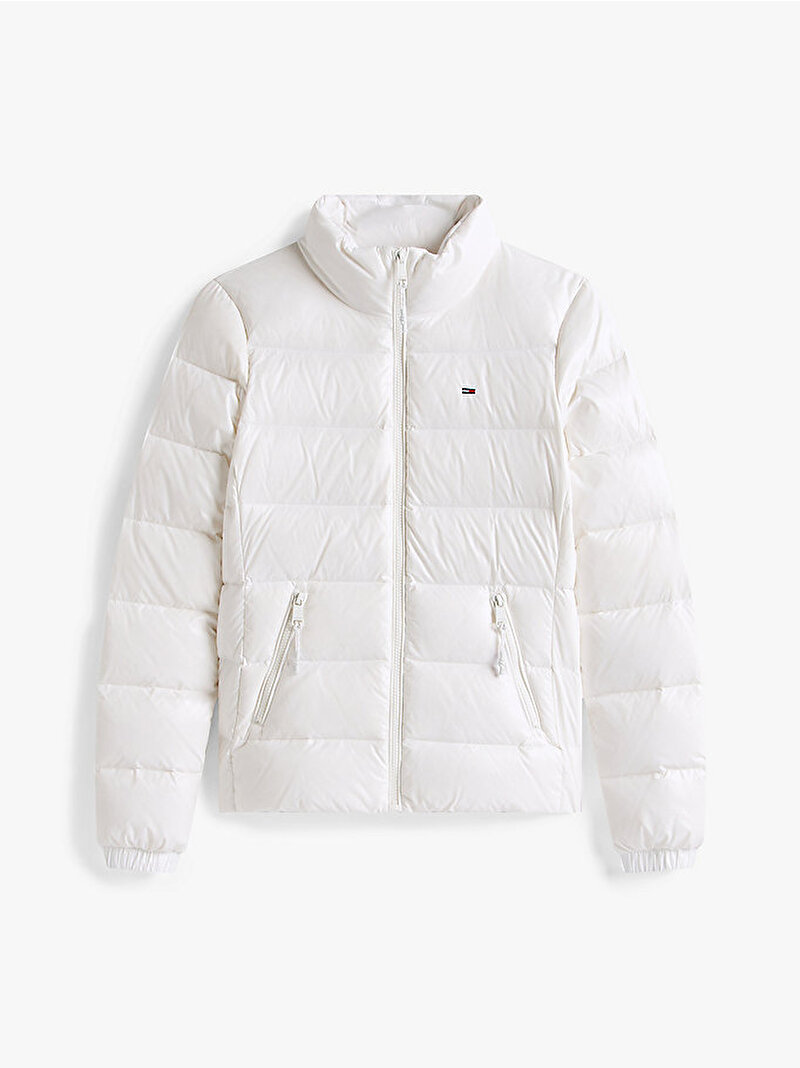 Kadın TJW Slim Zip Print Puffer Mont Ekru DW0DW21618YBL