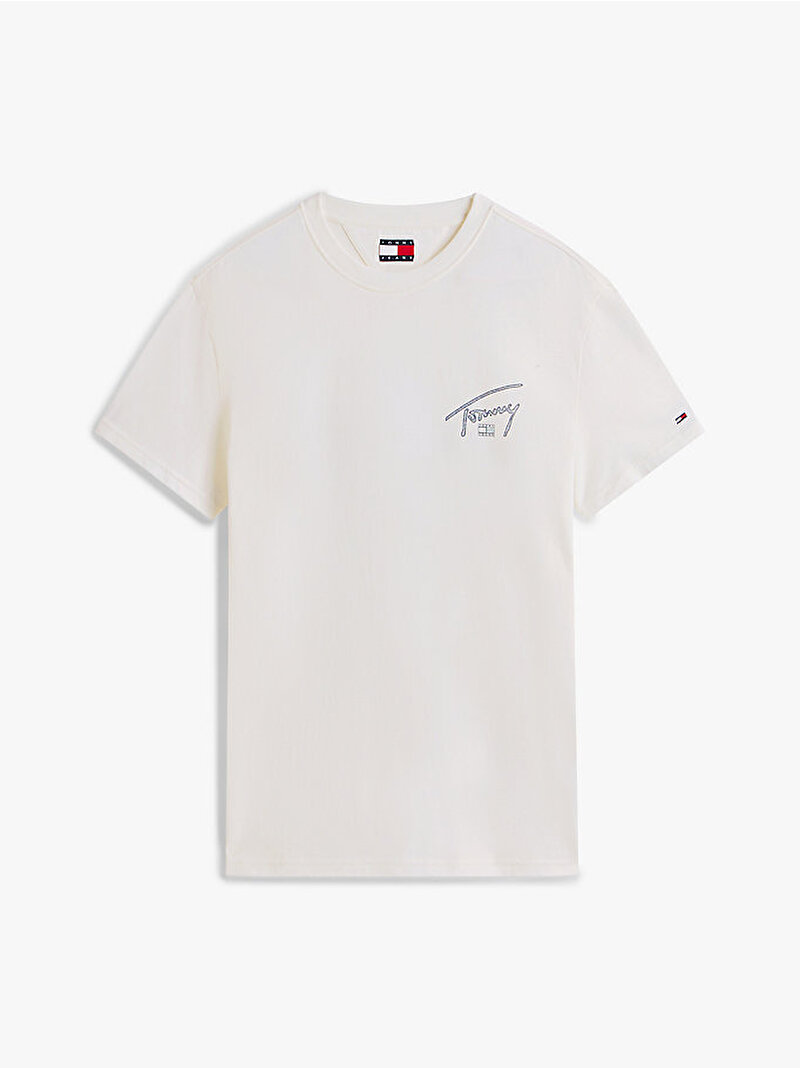 Erkek TJM Regular Sign Backprint T-shirt Ekru DM0DM22320YBL