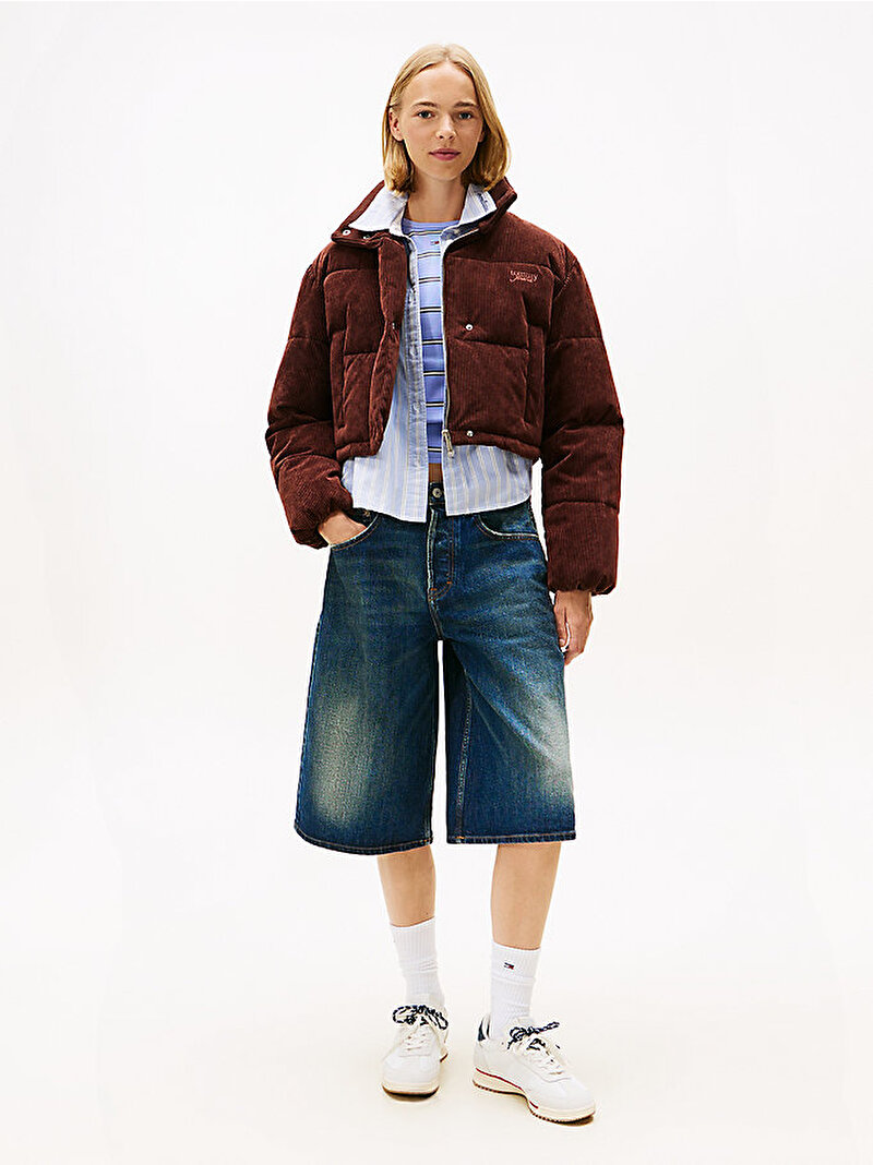 Kadın TJW Cord Puffer Mont Kahverengi DW0DW21658GS7