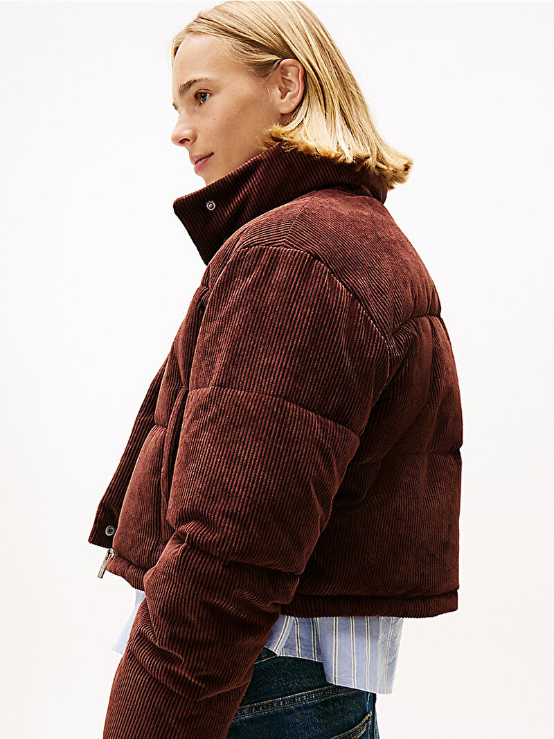 Kadın TJW Cord Puffer Mont Kahverengi DW0DW21658GS7