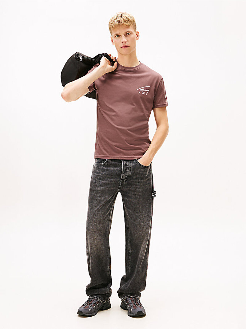 Erkek TJM Regular Sign Backprint T-shirt Kahverengi DM0DM22320GW1