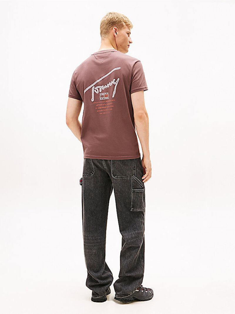 Erkek TJM Regular Sign Backprint T-shirt Kahverengi DM0DM22320GW1