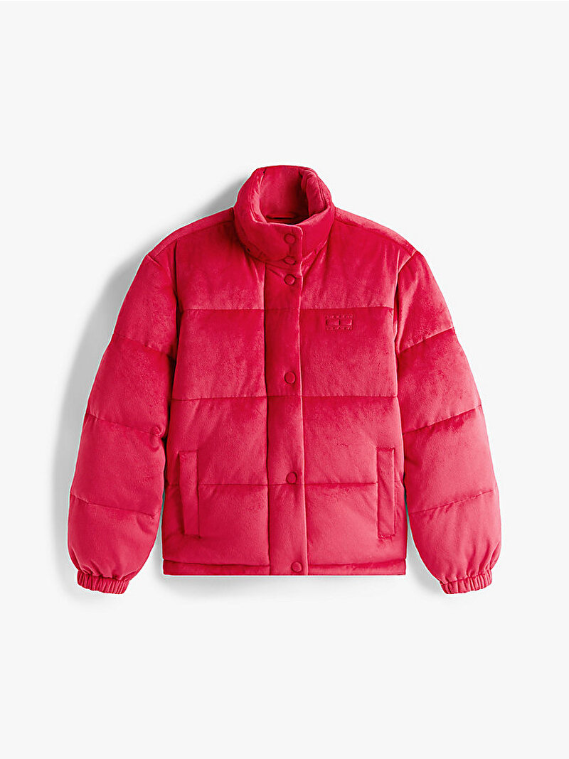 Kadın TJW Quilted Velvet Puffer Mont Kırmızı DW0DW21668XJP