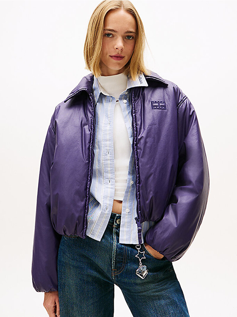 Kadın TJW Oiled Padded Bomber Ceket Lacivert DW0DW21671VLY