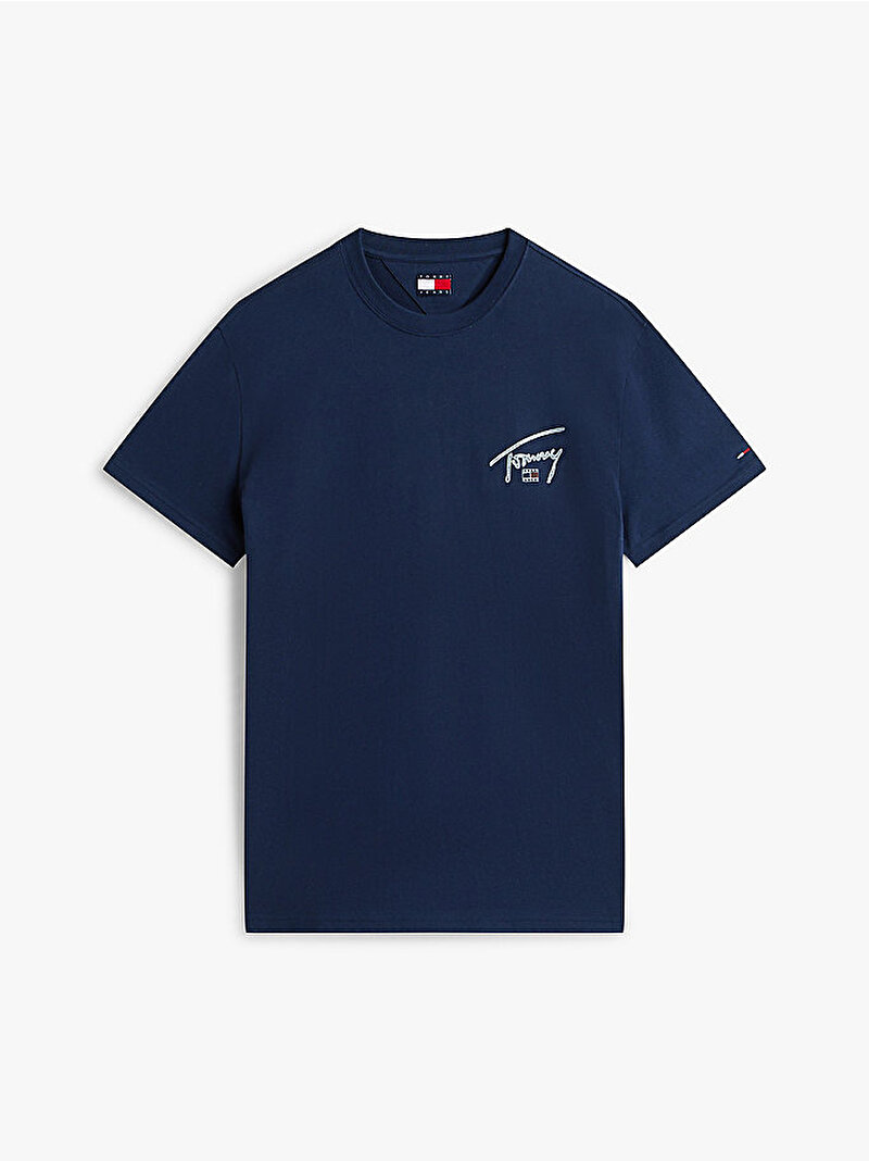 Erkek TJM Regular Sign Backprint T-shirt Lacivert DM0DM22320C1G