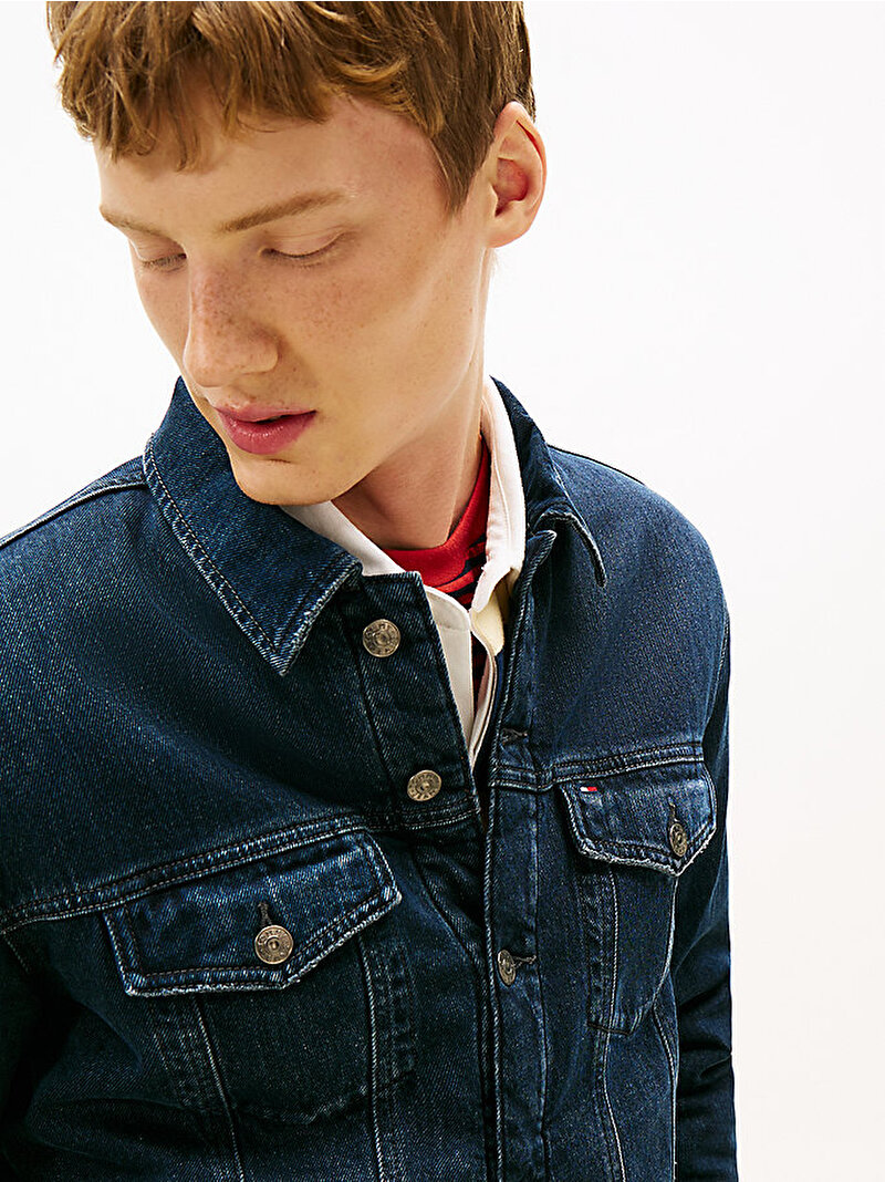 Erkek Ryan Regular Teddy Trucker Denim Ceket Mavi  DM0DM219701BK