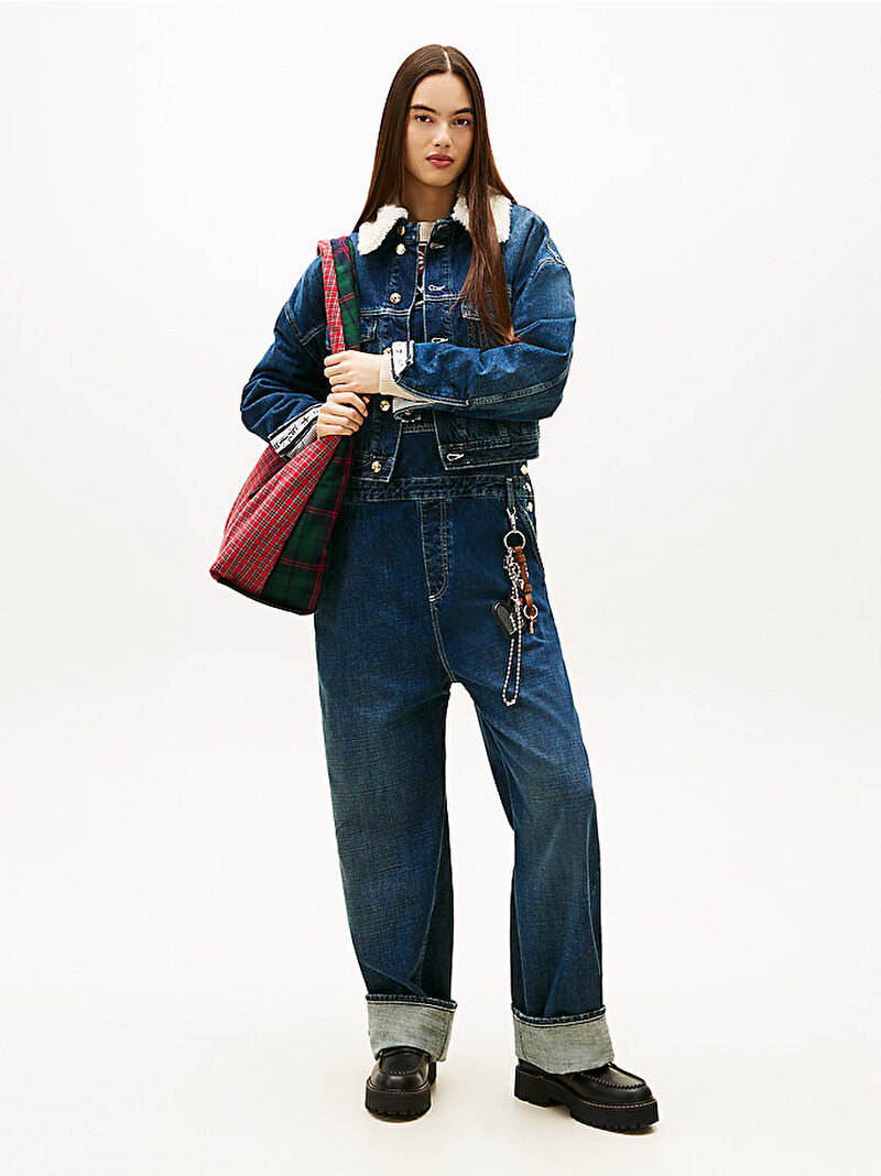 Kadın Tommy Girl Padded Trucker Denim Ceket Mavi  DW0DW224851CE