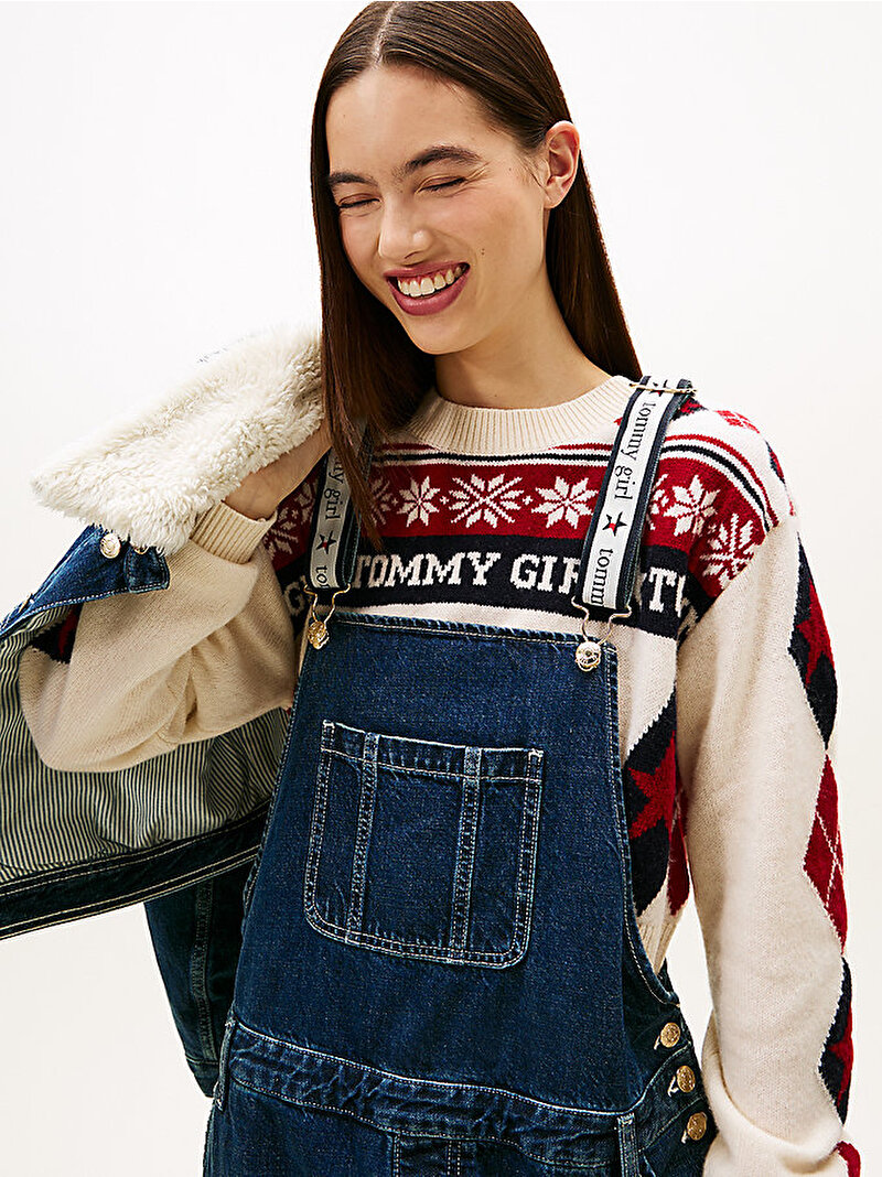 Kadın Tommy Girl Padded Trucker Denim Ceket Mavi  DW0DW224851CE