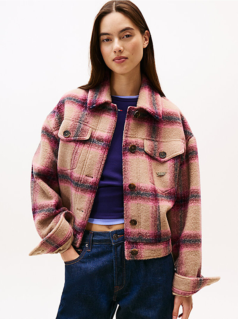 Kadın TJW Wool Trucker Denim Ceket Pembe  DW0DW21662THC