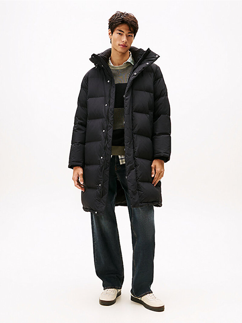 Erkek TJM Hooded Down Maxi Parka Siyah DM0DM22250BDS