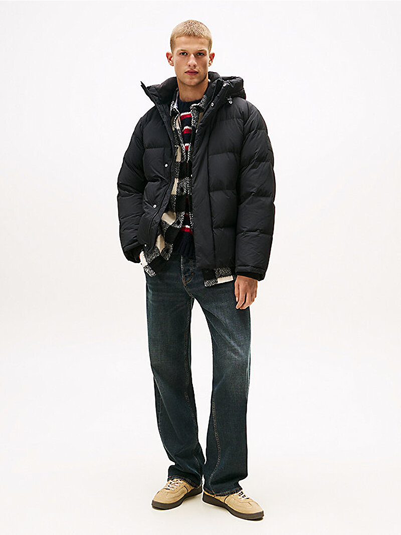 Erkek TJM Hooded Down Puffer Mont Siyah DM0DM22255BDS