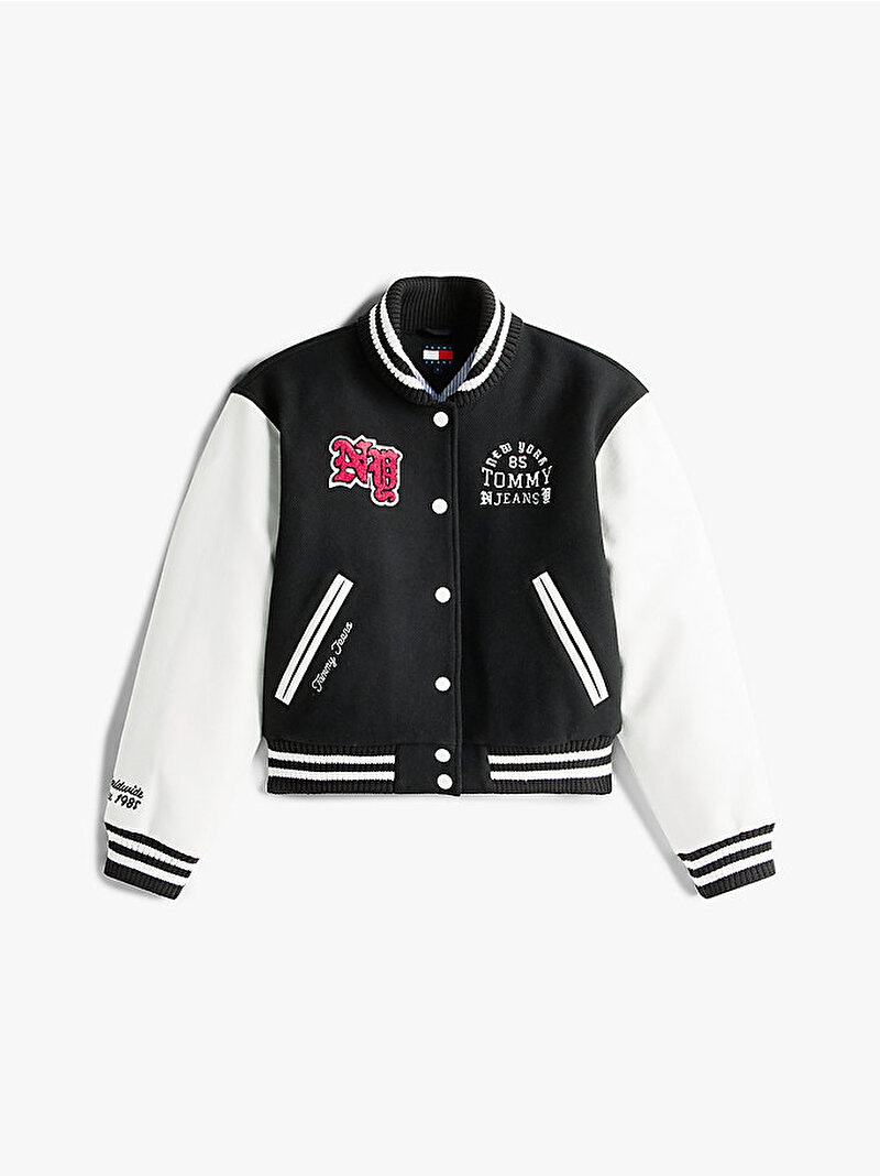 Kadın TJW Wool Varsity Bomber Ceket Siyah DW0DW21628BDS