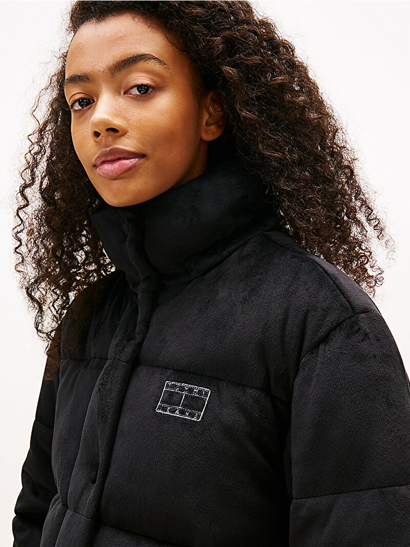 Kadın TJW Quilted Velvet Puffer Mont Siyah DW0DW21668BDS