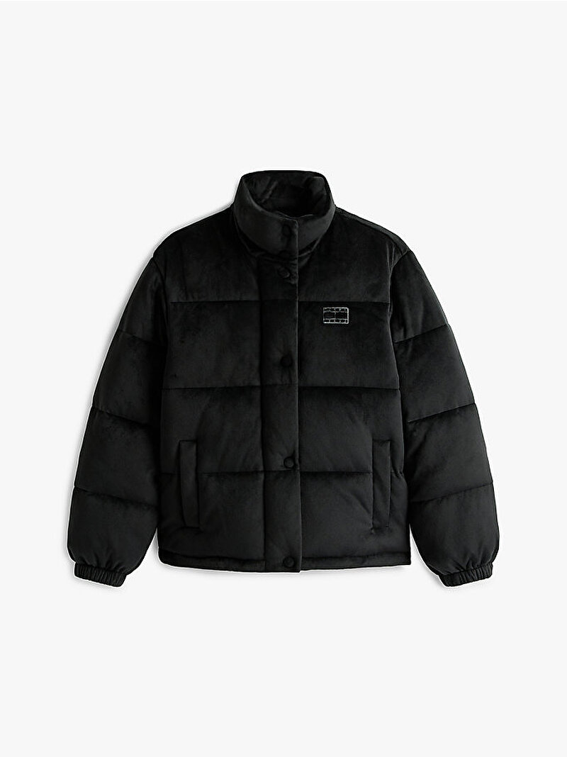 Kadın TJW Quilted Velvet Puffer Mont Siyah DW0DW21668BDS
