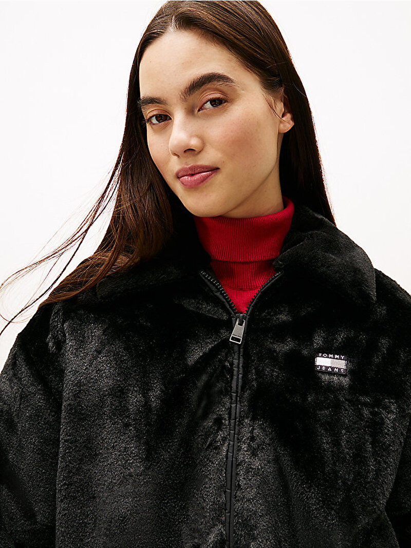 Kadın TJW Suni Kürk Bomber Ceket Siyah DW0DW21669BDS