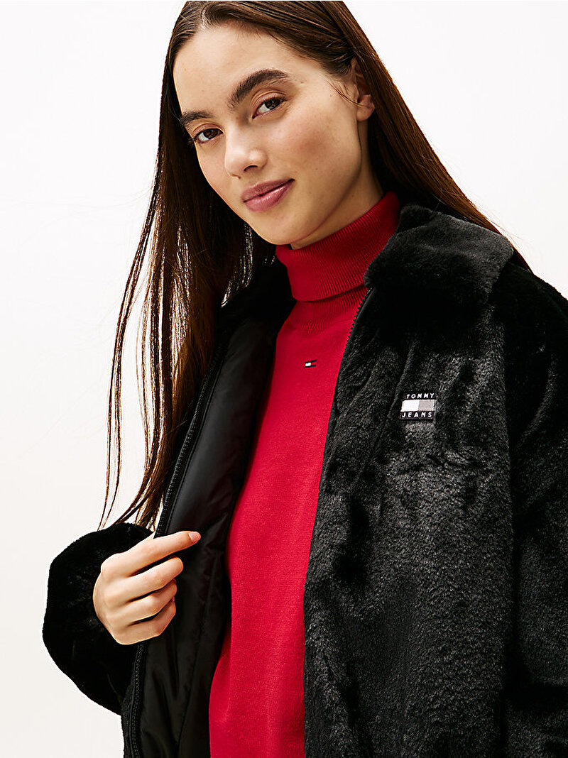 Kadın TJW Suni Kürk Bomber Ceket Siyah DW0DW21669BDS