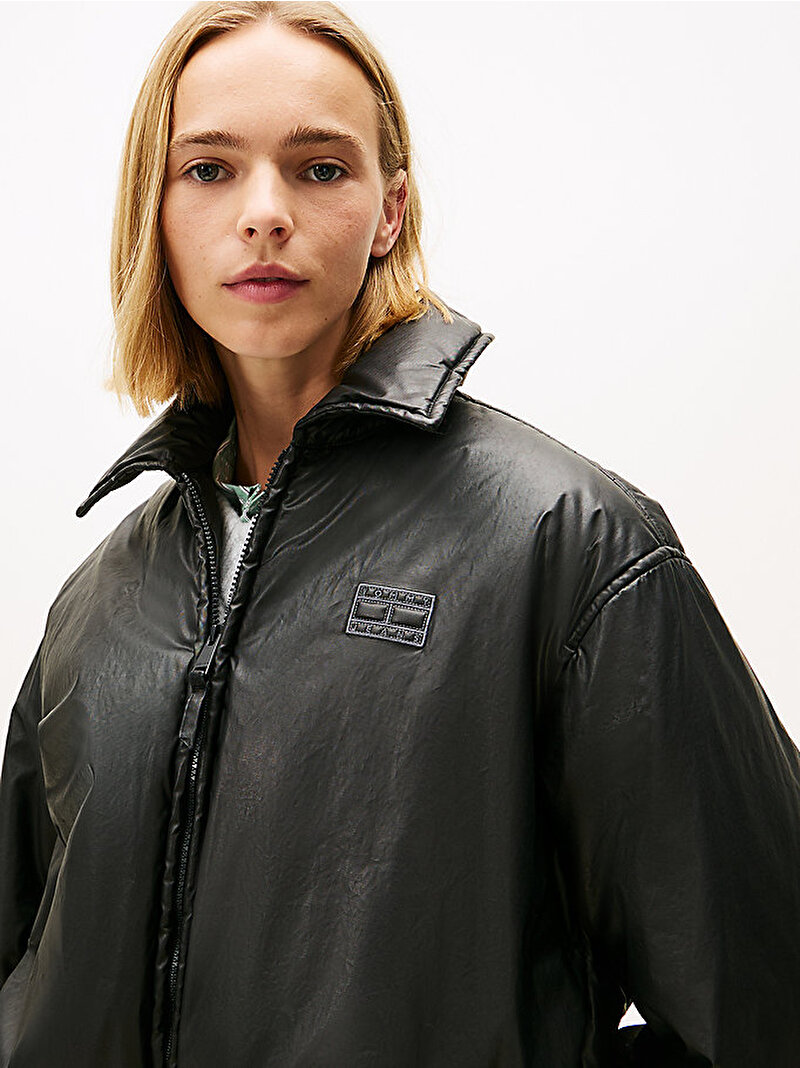 Kadın TJW Oiled Padded Bomber Ceket Siyah DW0DW21671BDS