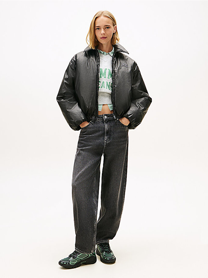 Kadın TJW Oiled Padded Bomber Ceket Siyah DW0DW21671BDS