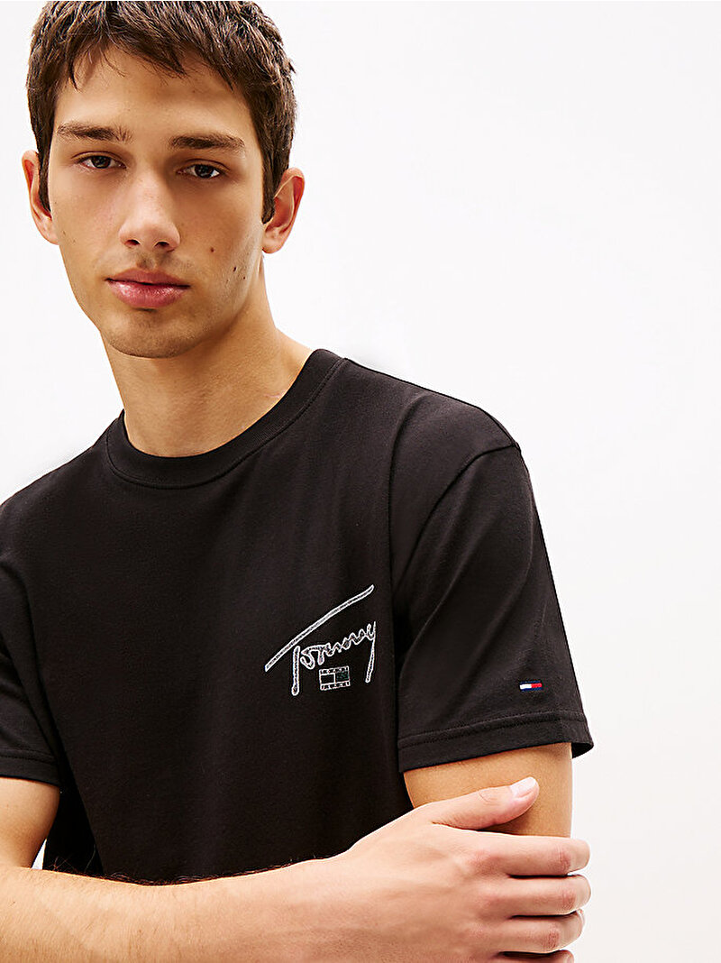 Erkek TJM Regular Sign Backprint T-shirt Siyah DM0DM22320BDS