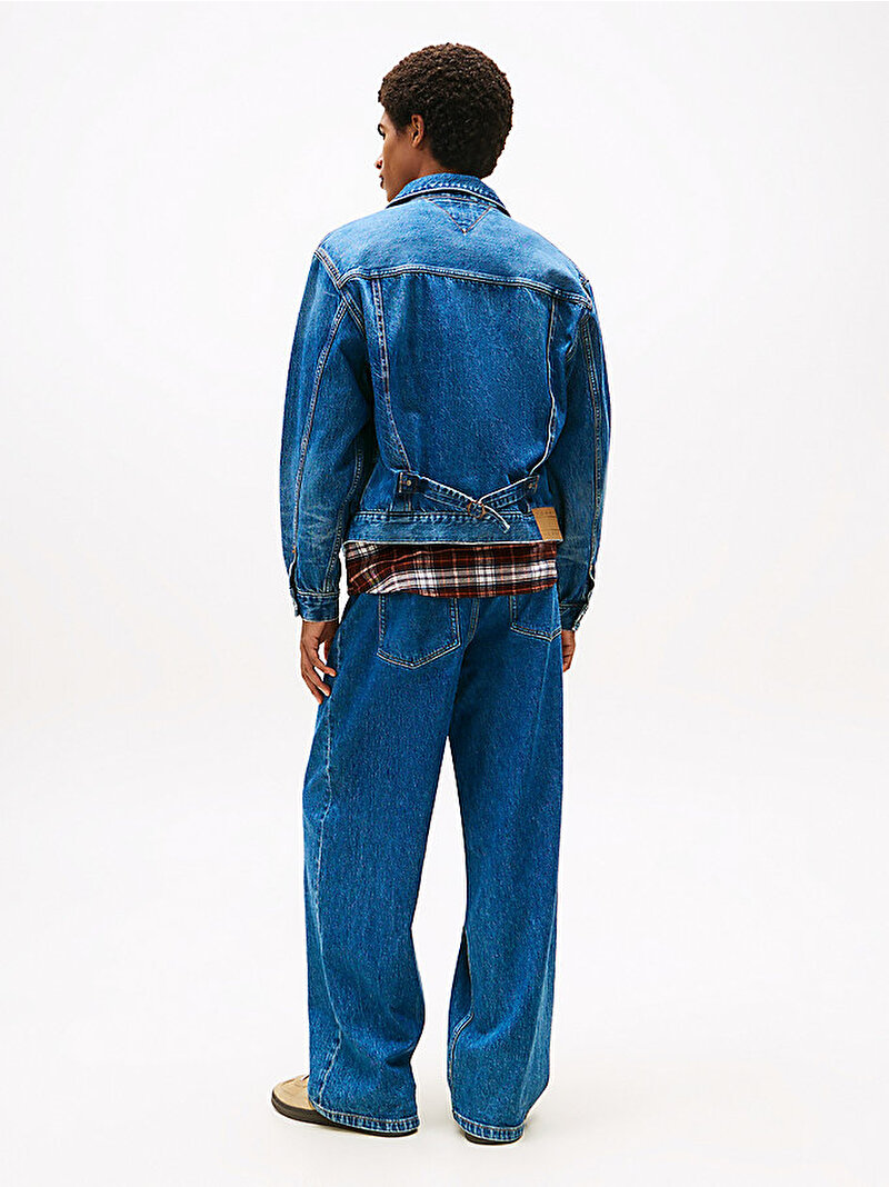 Erkek Pleated Trucker Denim Ceket Lacivert DM0DM219691BK