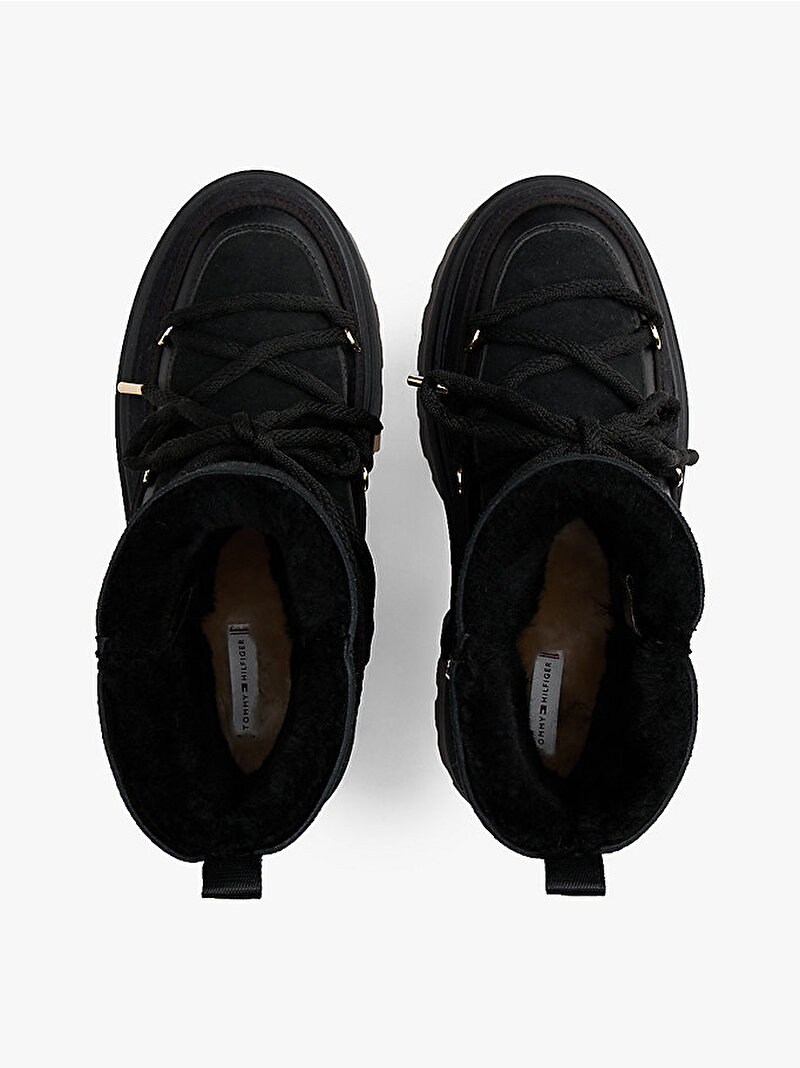 Kadın Real Shearling Laceup Bot Siyah FW0FW08996BDS