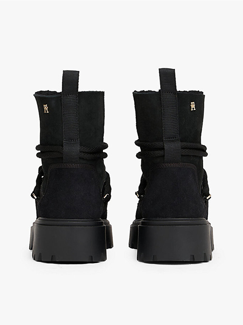 Kadın Real Shearling Laceup Bot Siyah FW0FW08996BDS