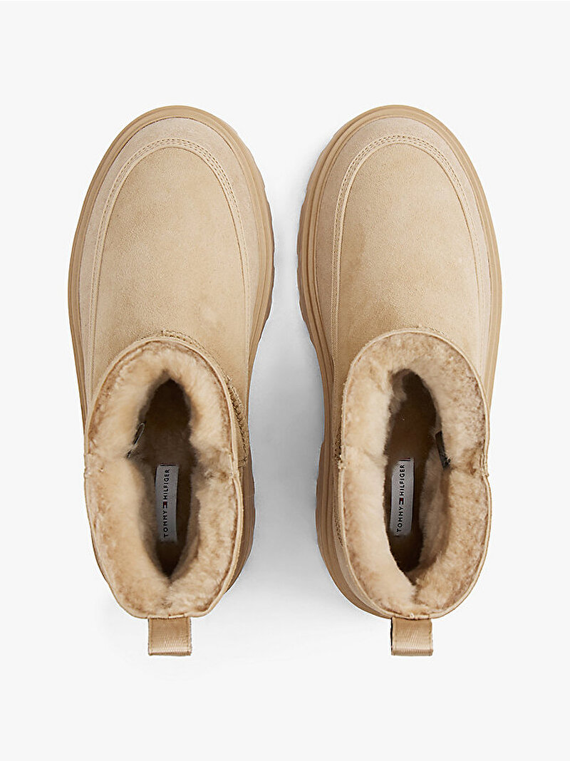 Kadın Real Shearling Laceup Bot Bej FW0FW08997ACC