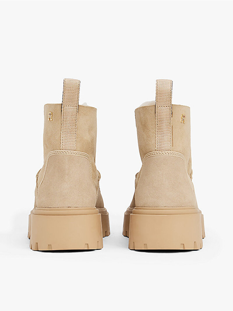 Kadın Real Shearling Laceup Bot Bej FW0FW08997ACC