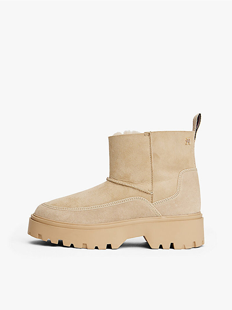 Kadın Real Shearling Laceup Bot Bej FW0FW08997ACC