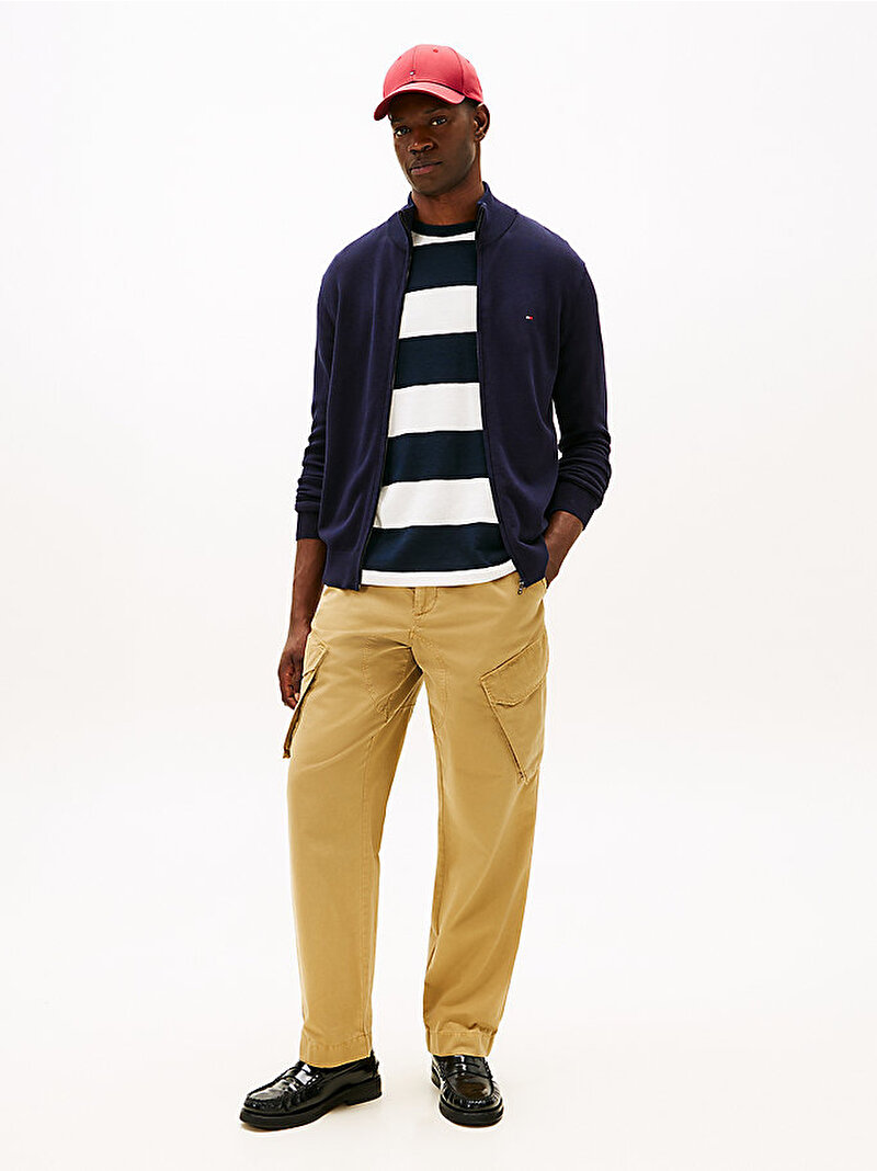 Erkek Essential Cotton Zip Kazak Lacivert MW0MW36517DW5