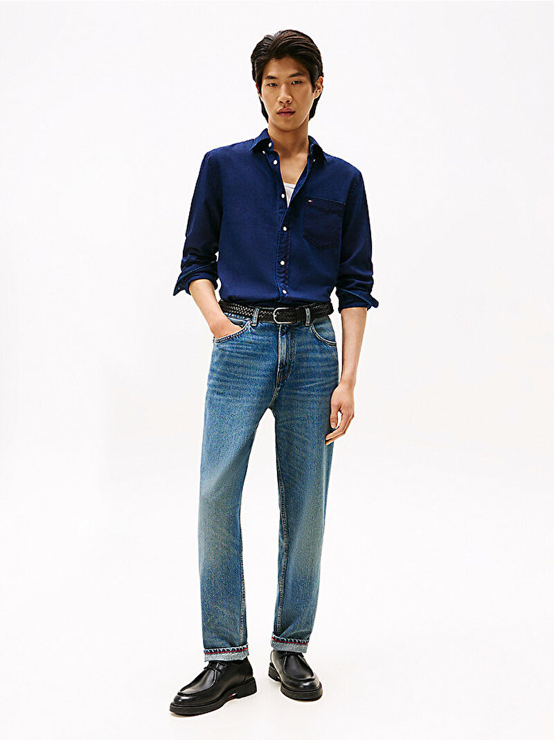 Erkek Flannel Indigo Gömlek Lacivert MW0MW404990GY