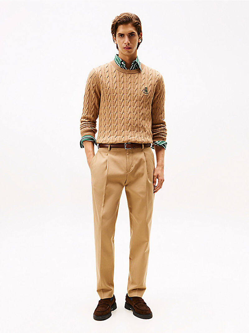 Erkek Classic Cotton Cable Kazak Bej MW0MW41515RE5