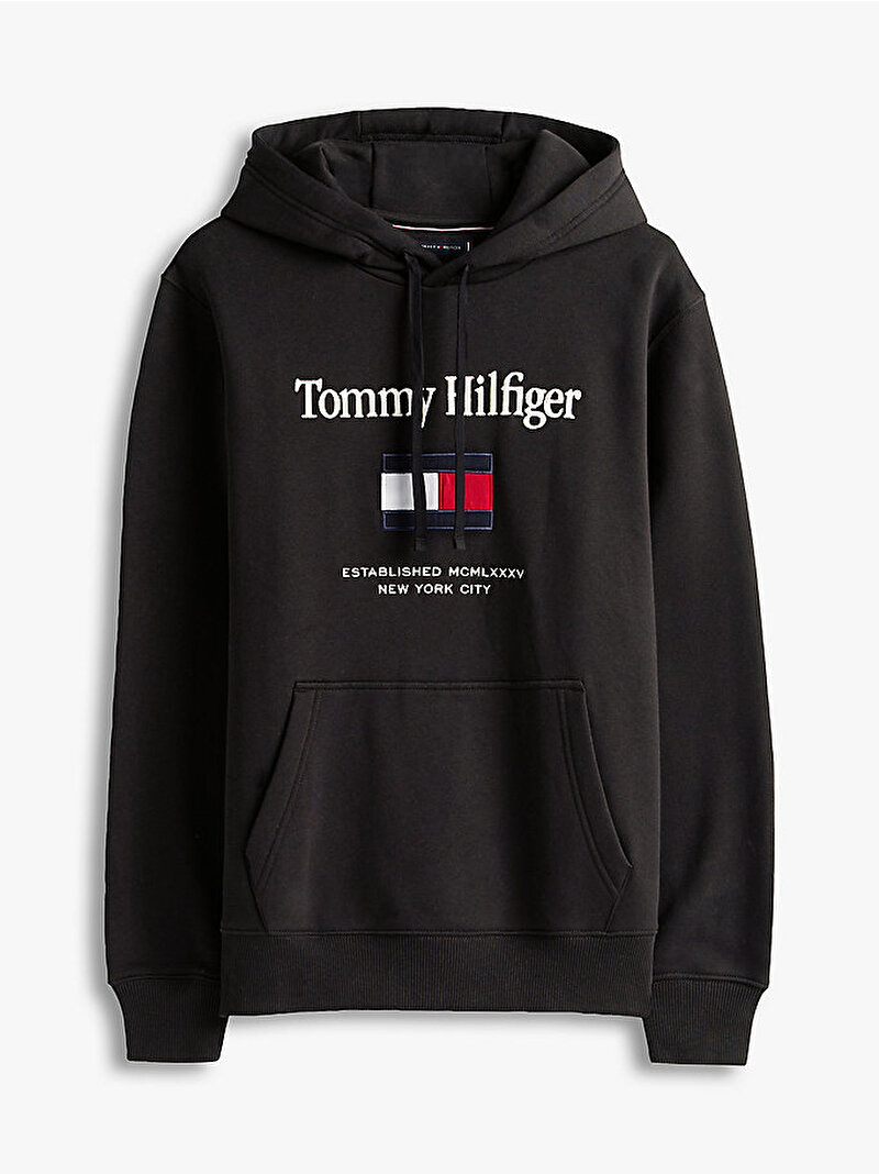 Erkek Tommy Embro Flag Sweatshirt Siyah MW0MW42735BDS