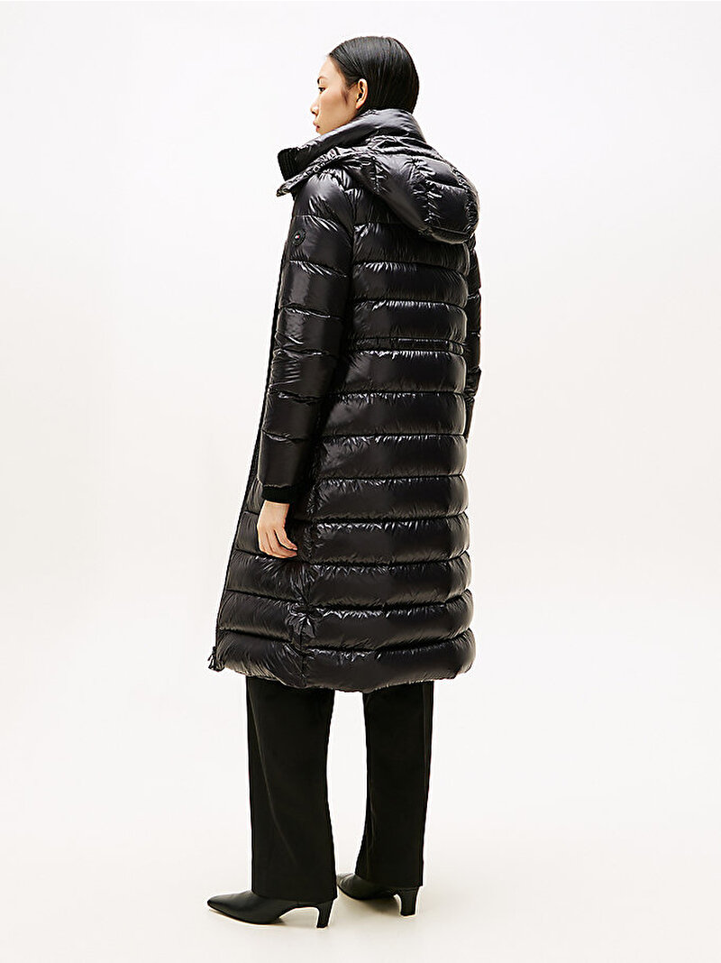 Kadın Gloss Down Waist Puffer Mont Siyah WW0WW47356BDS