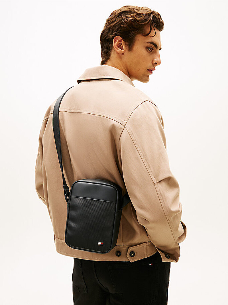 Erkek TH Flag Mini Reporter Çanta Siyah AM0AM14015BDS