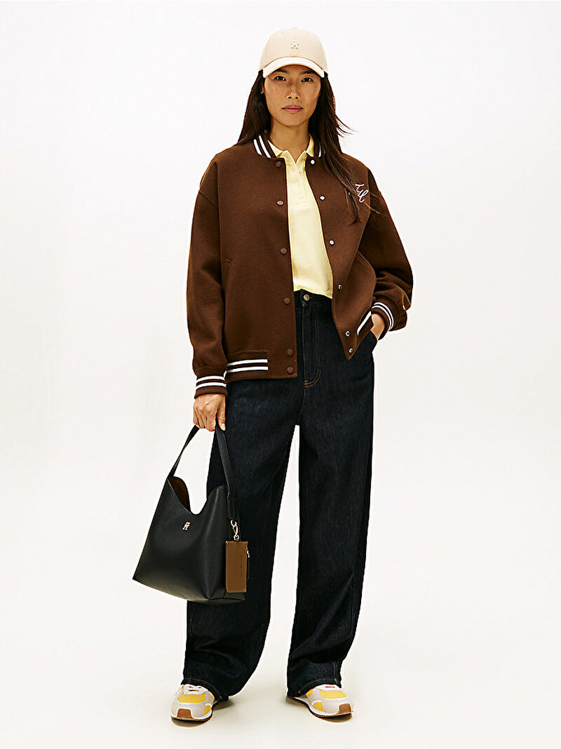 Kadın TH Icon Omuz Çantası Siyah AW0AW18140BDS