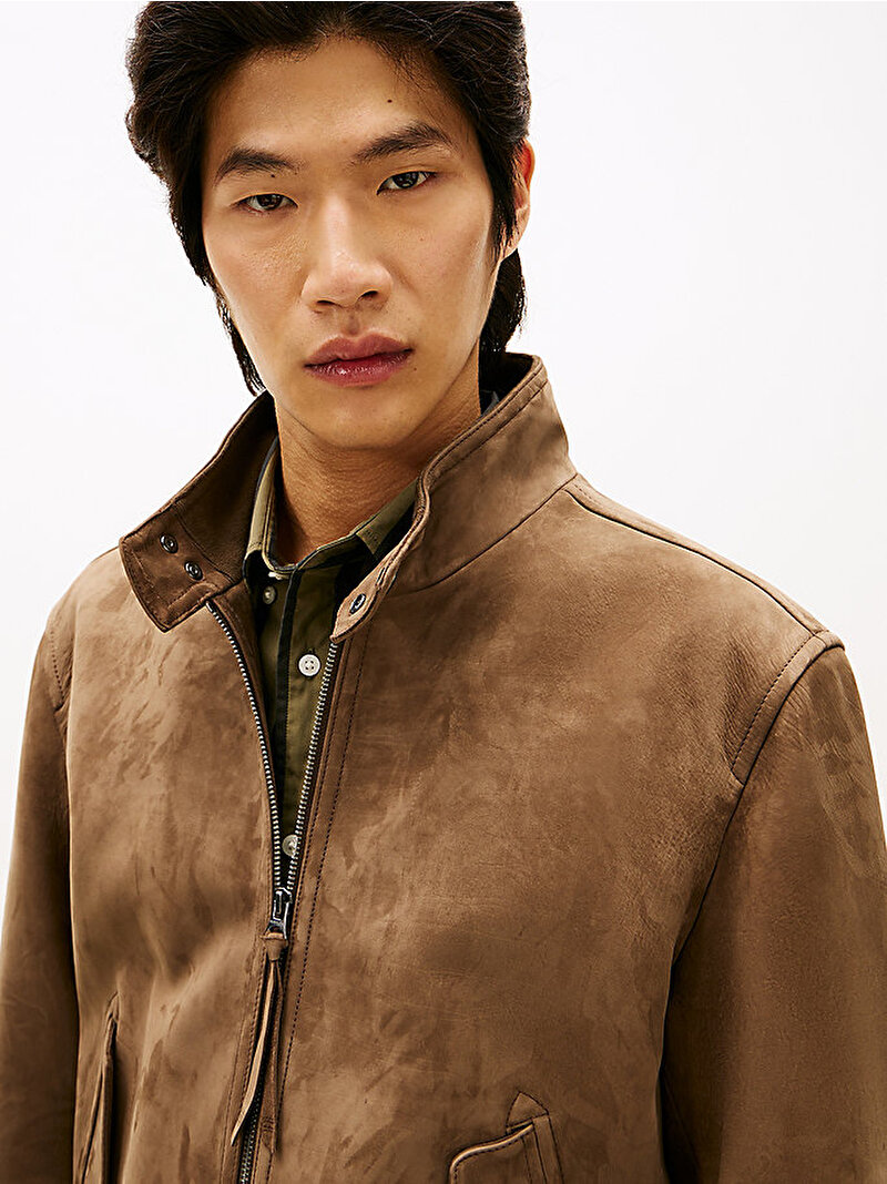Erkek Nubuck Harrington Ceket Kahverengi MW0MW42976R07