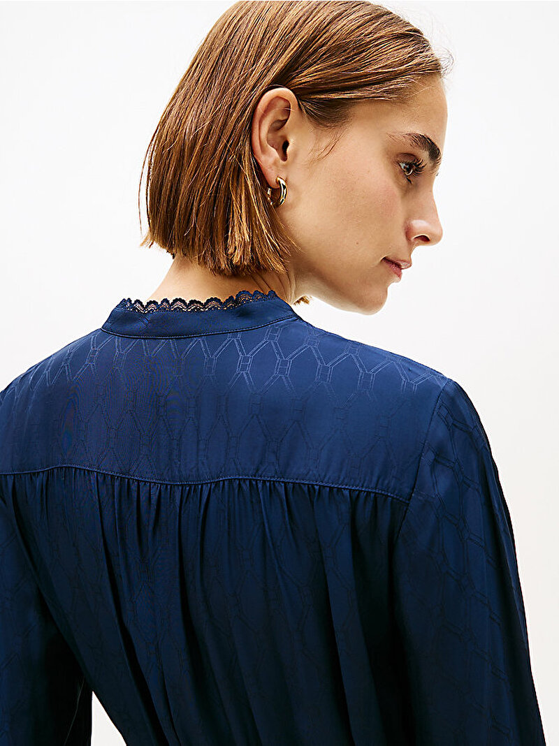 Kadın Fluid Jacquard Elbise Lacivert WW0WW48545C1G