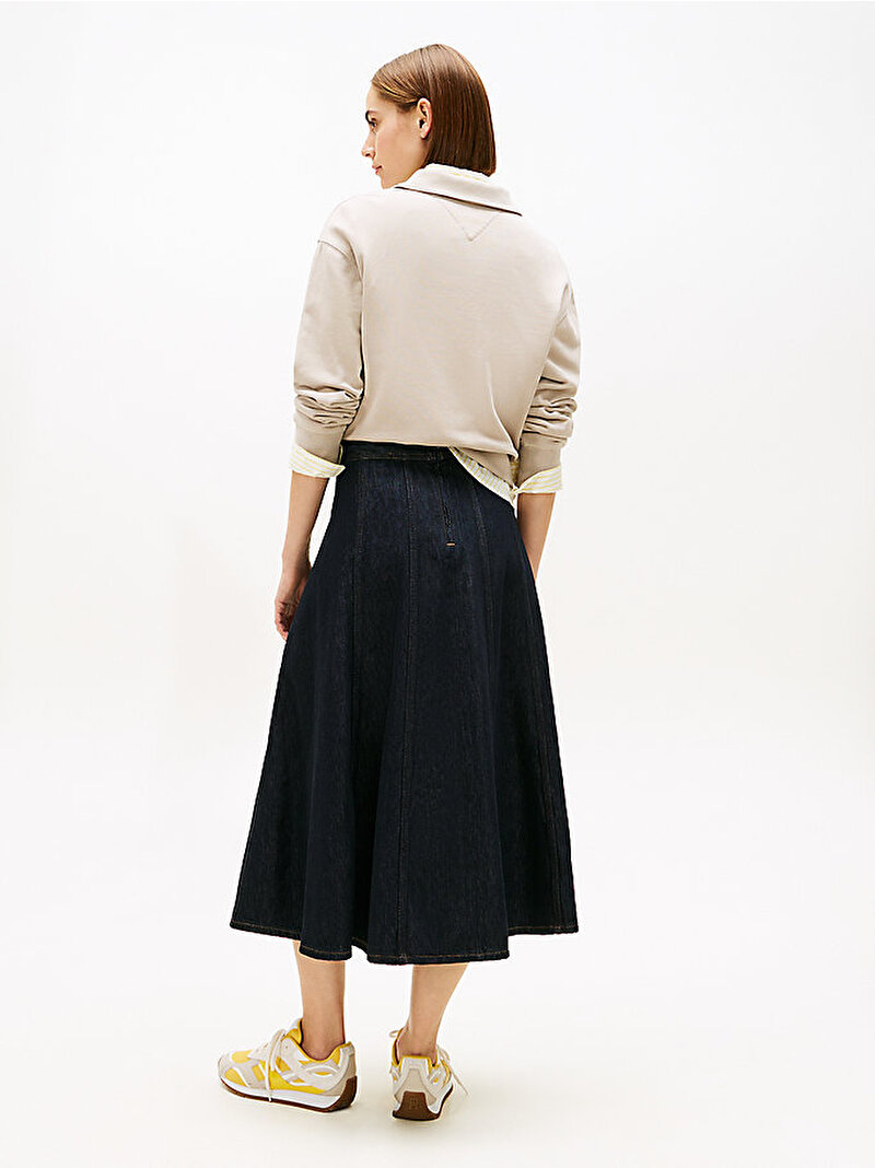 Kadın Denim Pure Flared Midi Etek Siyah WW0WW477301AP