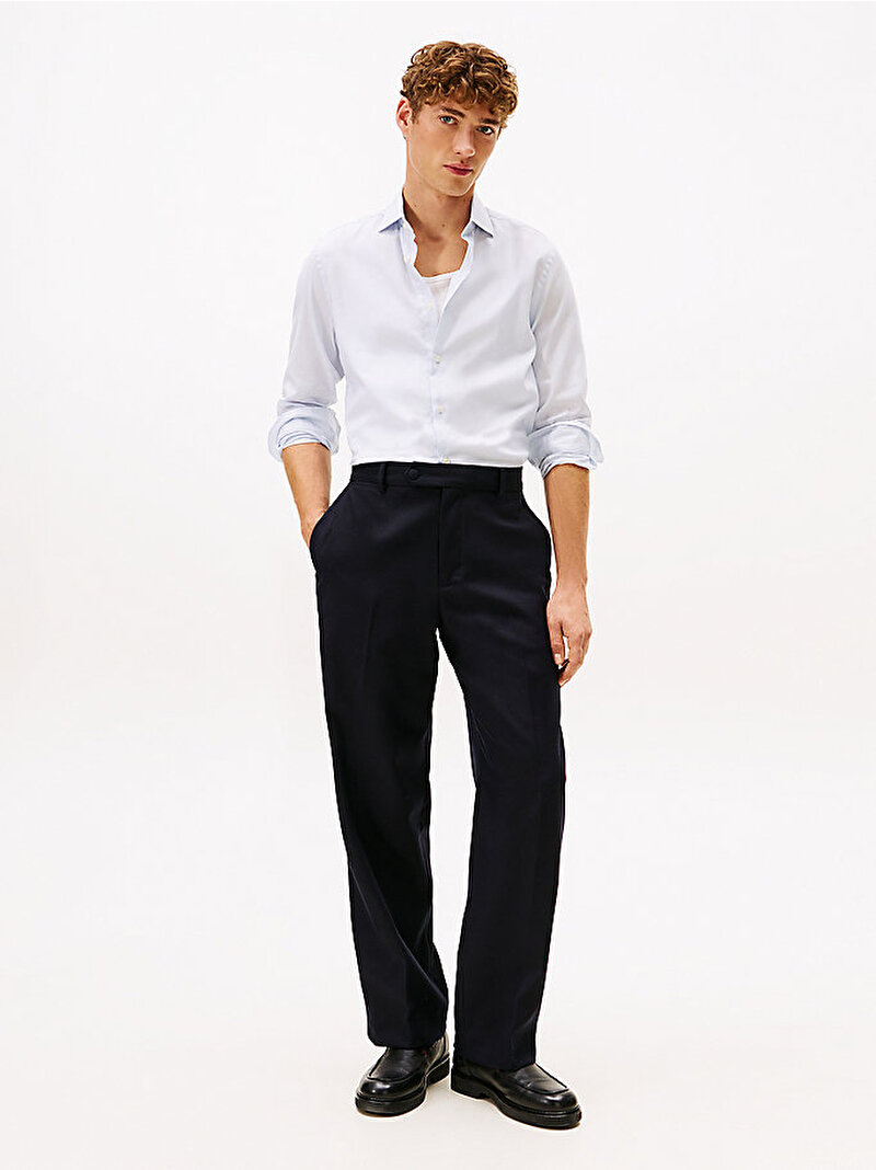 Erkek Flex Collar Dobby Gömlek Mavi MW0MW41827C1O