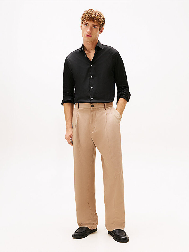 Erkek Flex Collar Solid Gömlek Siyah MW0MW42821BDS