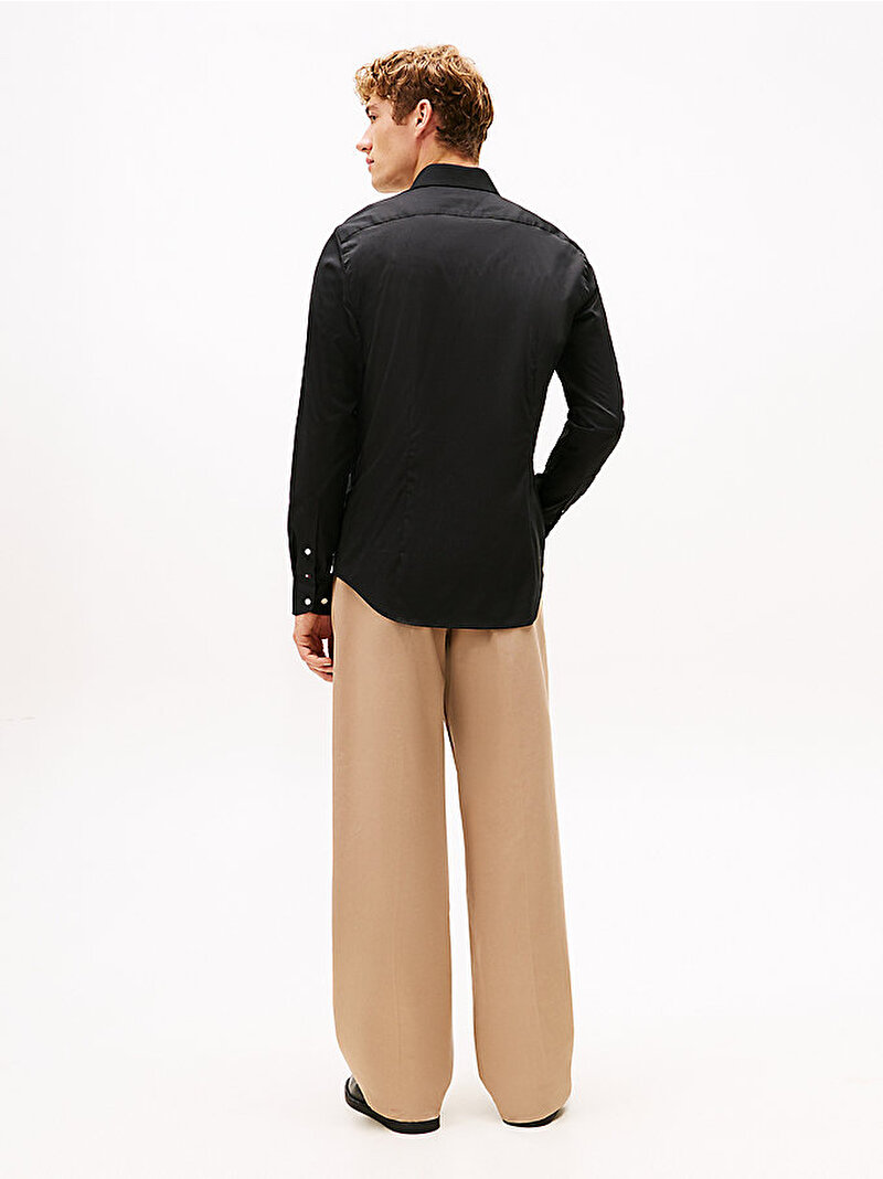 Erkek Flex Collar Solid Gömlek Siyah MW0MW42821BDS