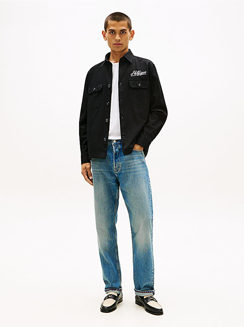 Erkek Herringbone Overshirt Gömlek Siyah MW0MW41676BDS