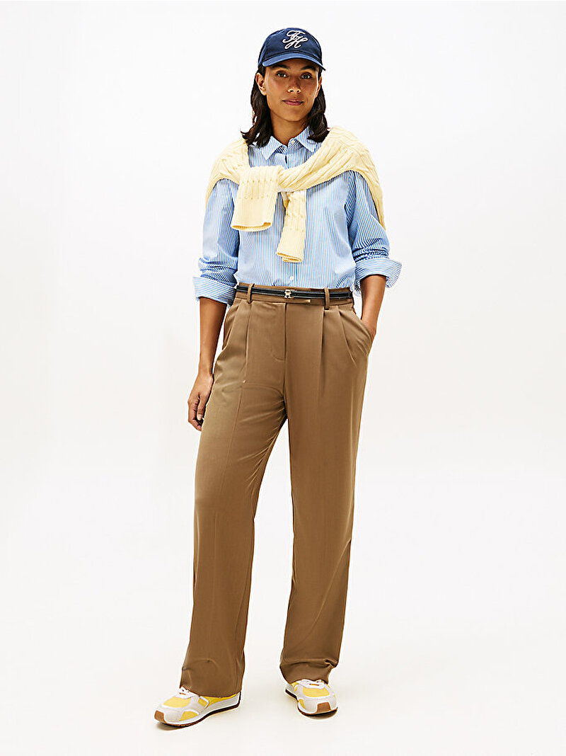 Kadın Essential Poplin Regular Gömlek Mavi WW0WW471690BC