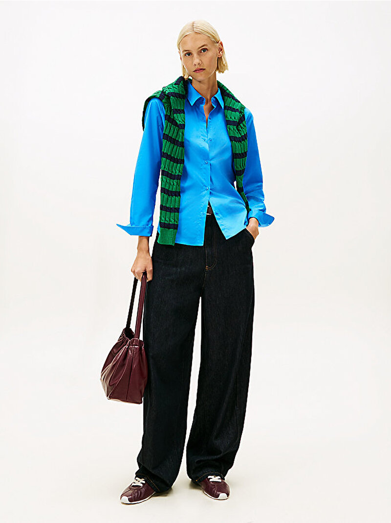 Kadın Essential Poplin Regular Gömlek Mavi WW0WW47169C4H