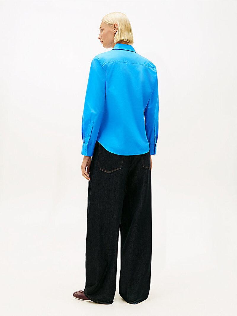 Kadın Essential Poplin Regular Gömlek Mavi WW0WW47169C4H
