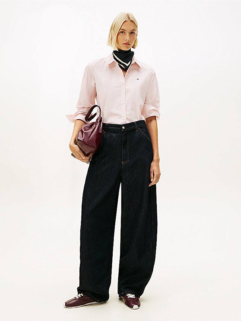 Kadın Essential Poplin Regular Gömlek Pembe WW0WW471690D5