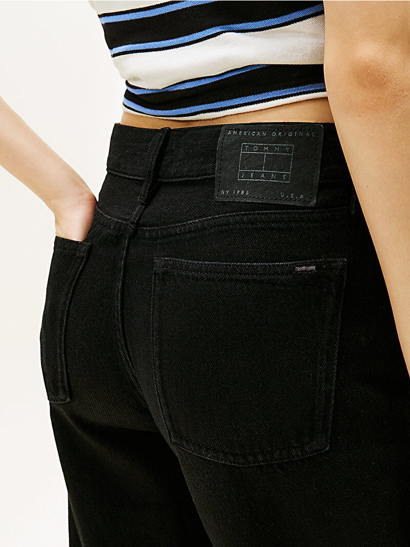Kadın Mid Rise Loose Straight Jean Pantolon Siyah DW0DW221161BZ