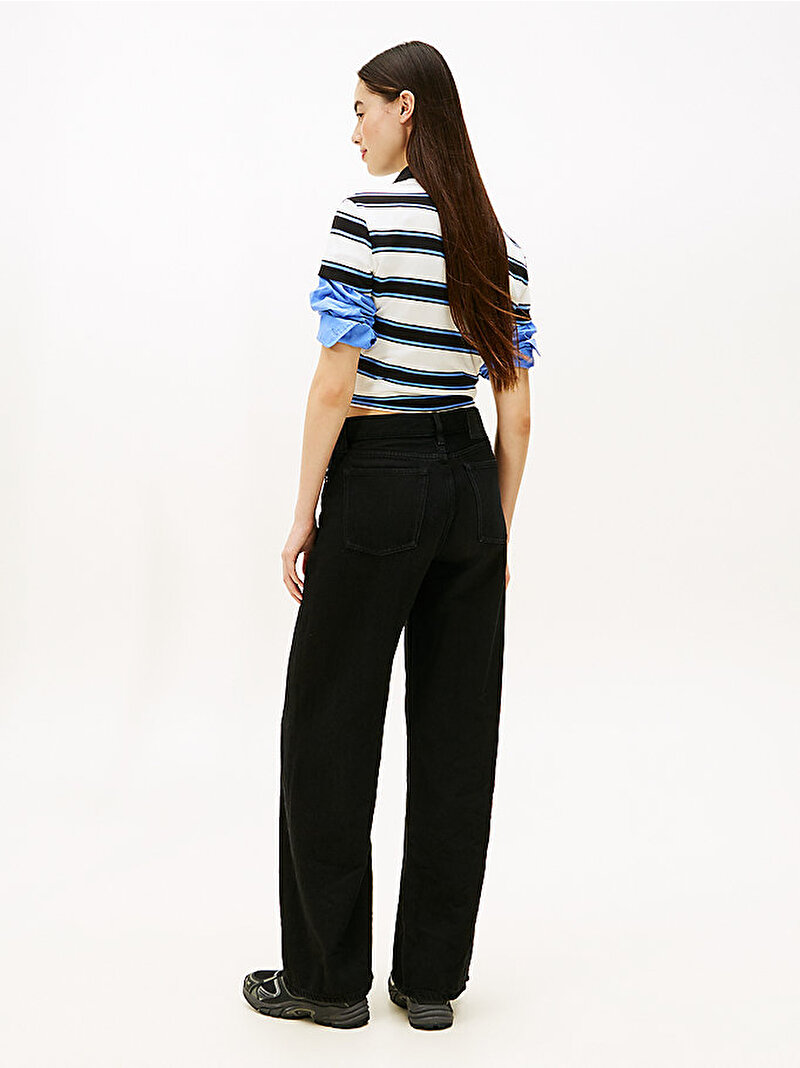 Kadın Mid Rise Loose Straight Jean Pantolon Siyah DW0DW221161BZ