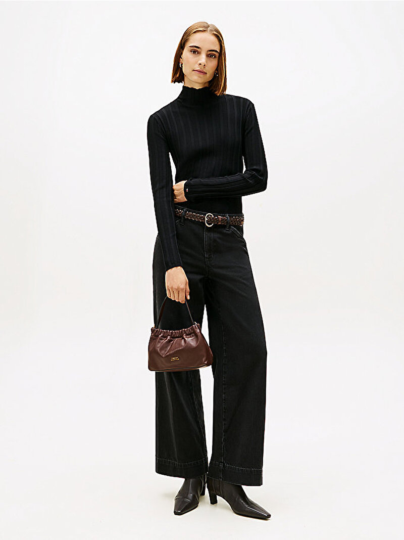 Kadın Festive Mock Neck Kazak Siyah WW0WW47676BDS